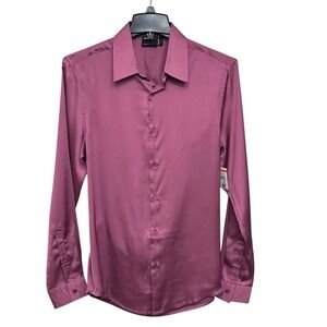 ASOS Long Sleeve Satin Button Up Backless Blouse Top Shirt Women's Size M